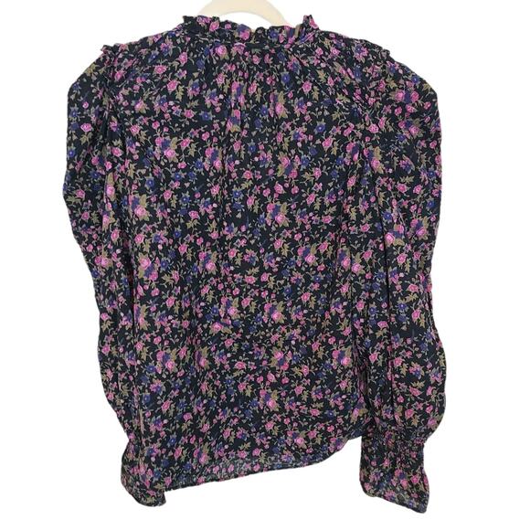 Free People Peasant Blouse Floral Meadow Top Women S Meant To Be Dark Ruffle - Picture 11 of 11